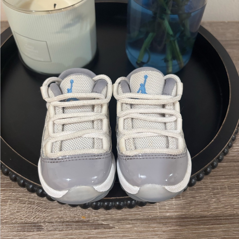 Jordan White and Gray Low-Top Sneakers with Leather Finish